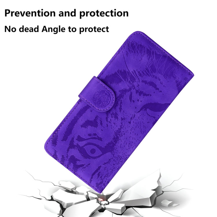 For Honor X6a Tiger Embossing Pattern Flip Leather Phone Case(Purple)