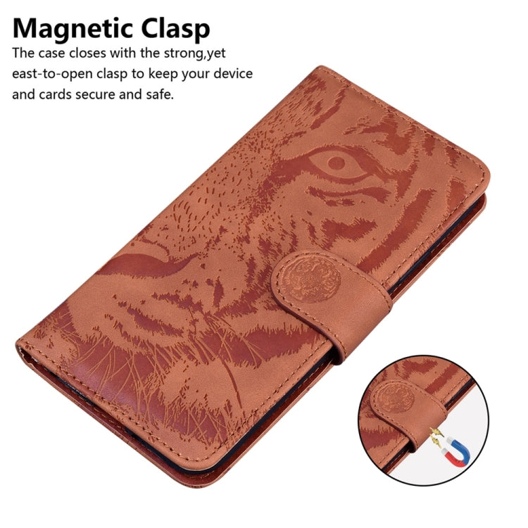 For Honor X6a Tiger Embossing Pattern Flip Leather Phone Case(Brown)