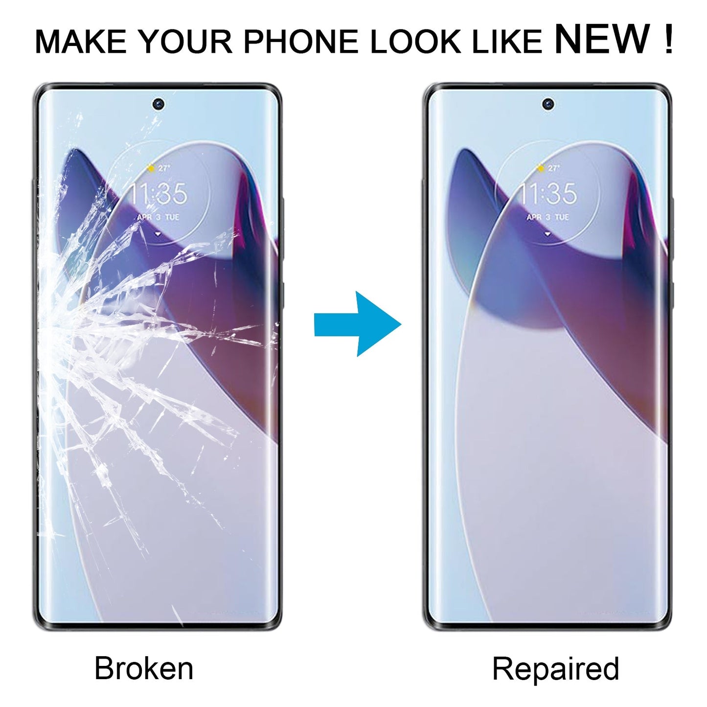 For Motorola Edge 30 Ultra Front Screen Outer Glass Lens with OCA Optically Clear Adhesive