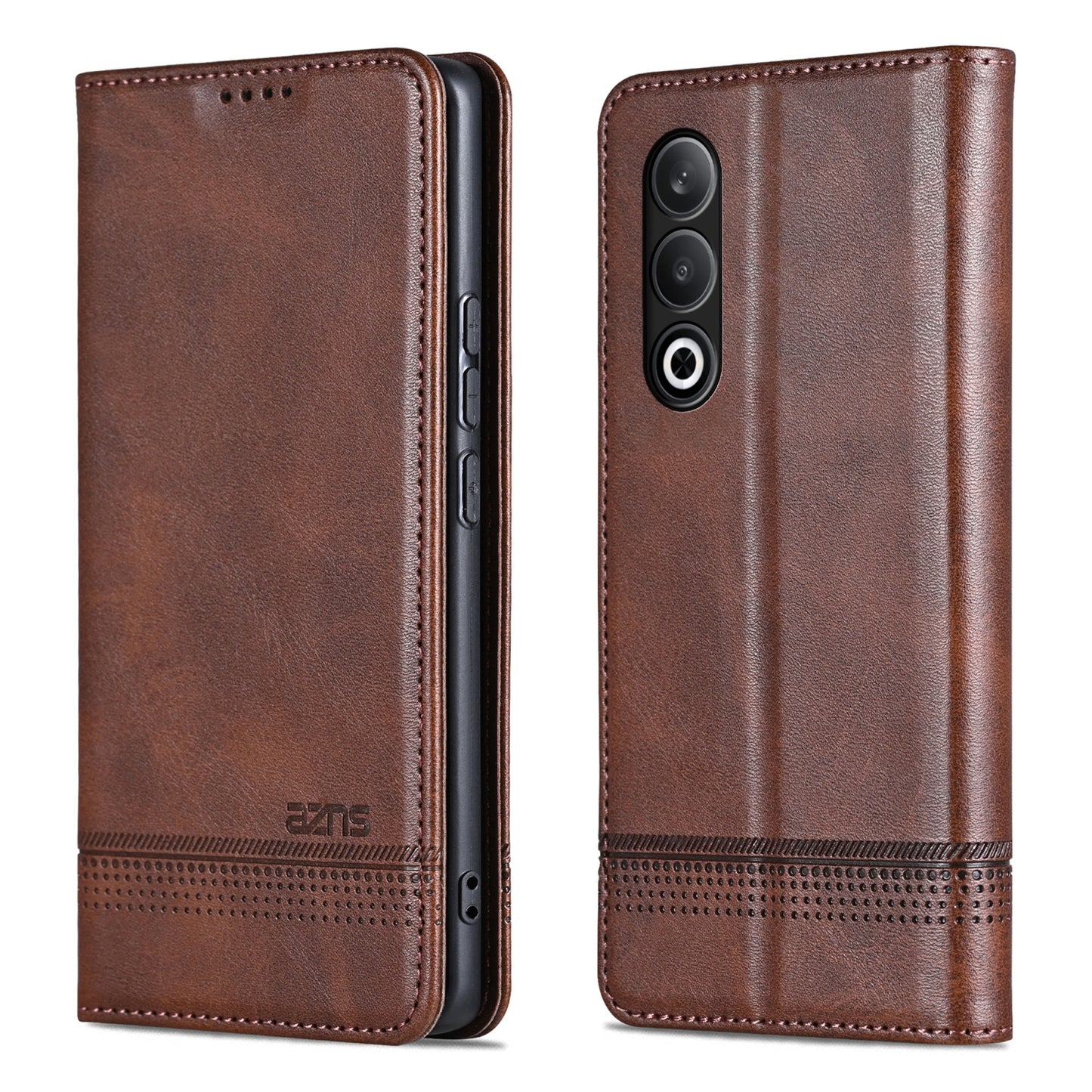 For OPPO K12 AZNS Magnetic Calf Texture Flip Leather Phone Case(Dark Brown)