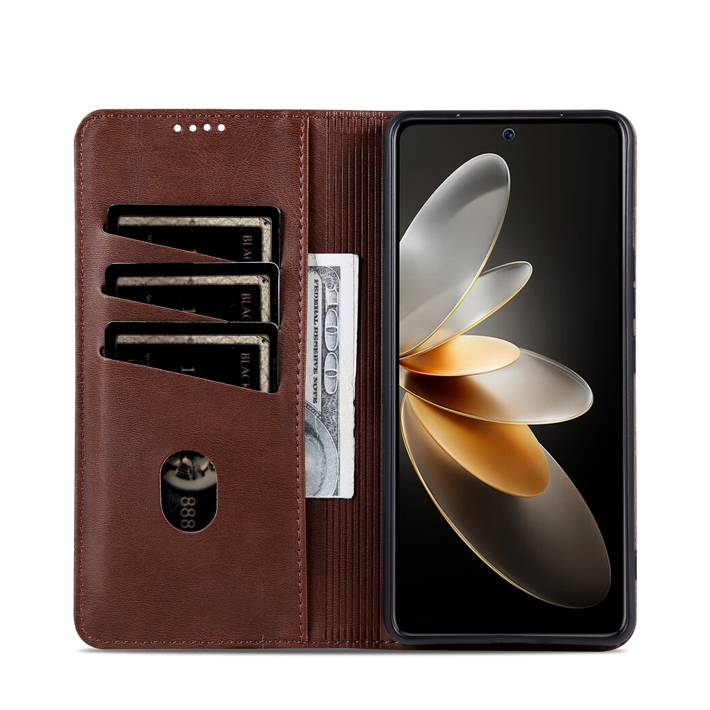 For OPPO K12 AZNS Magnetic Calf Texture Flip Leather Phone Case(Dark Brown)
