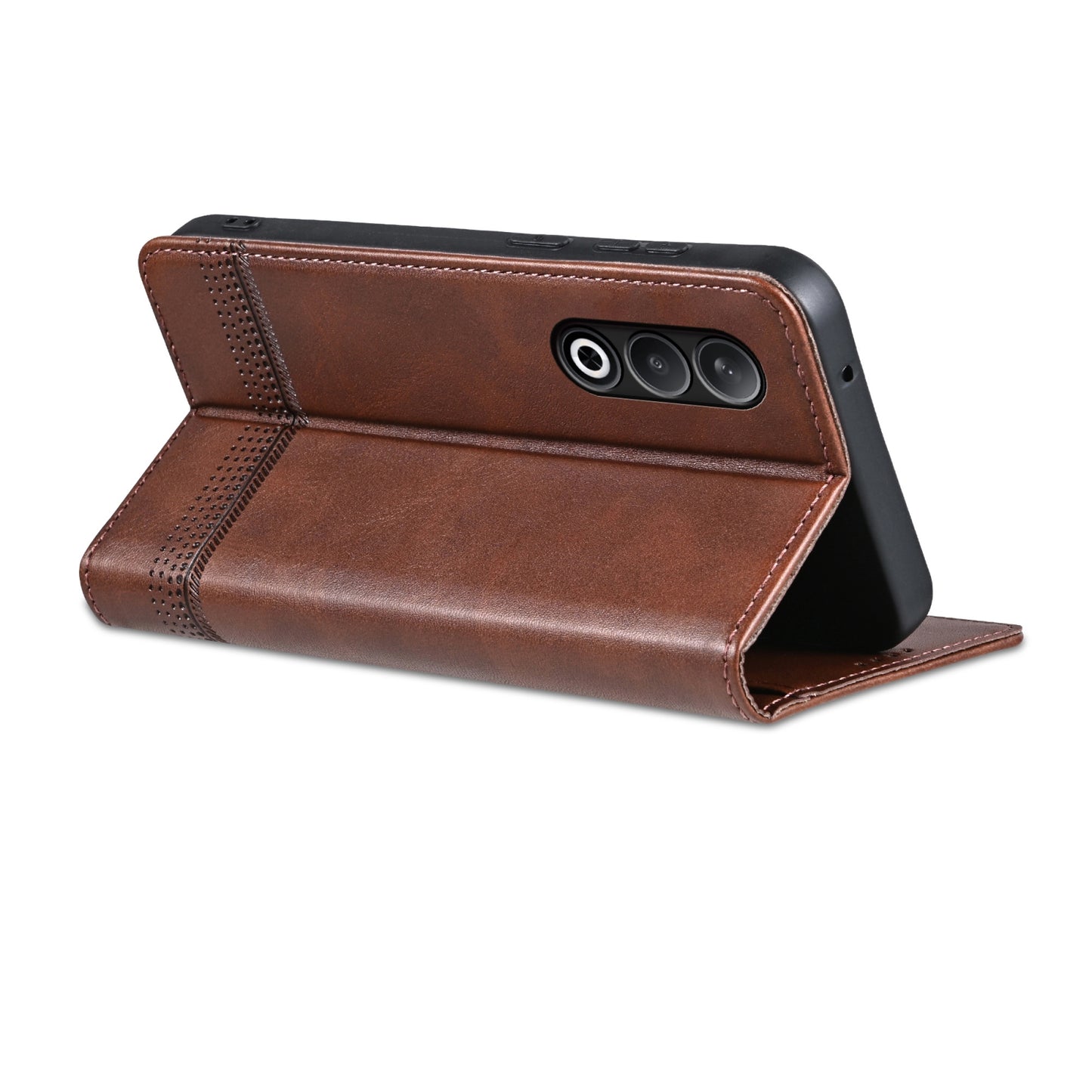 For OPPO K12 AZNS Magnetic Calf Texture Flip Leather Phone Case(Dark Brown)