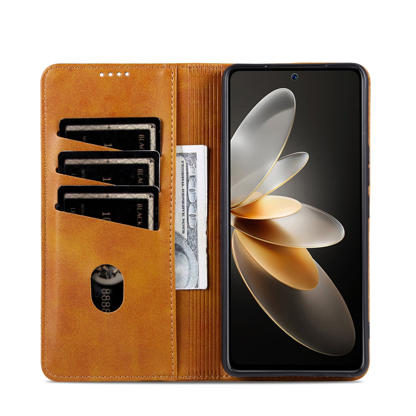 For OPPO K12 AZNS Magnetic Calf Texture Flip Leather Phone Case(Light Brown)