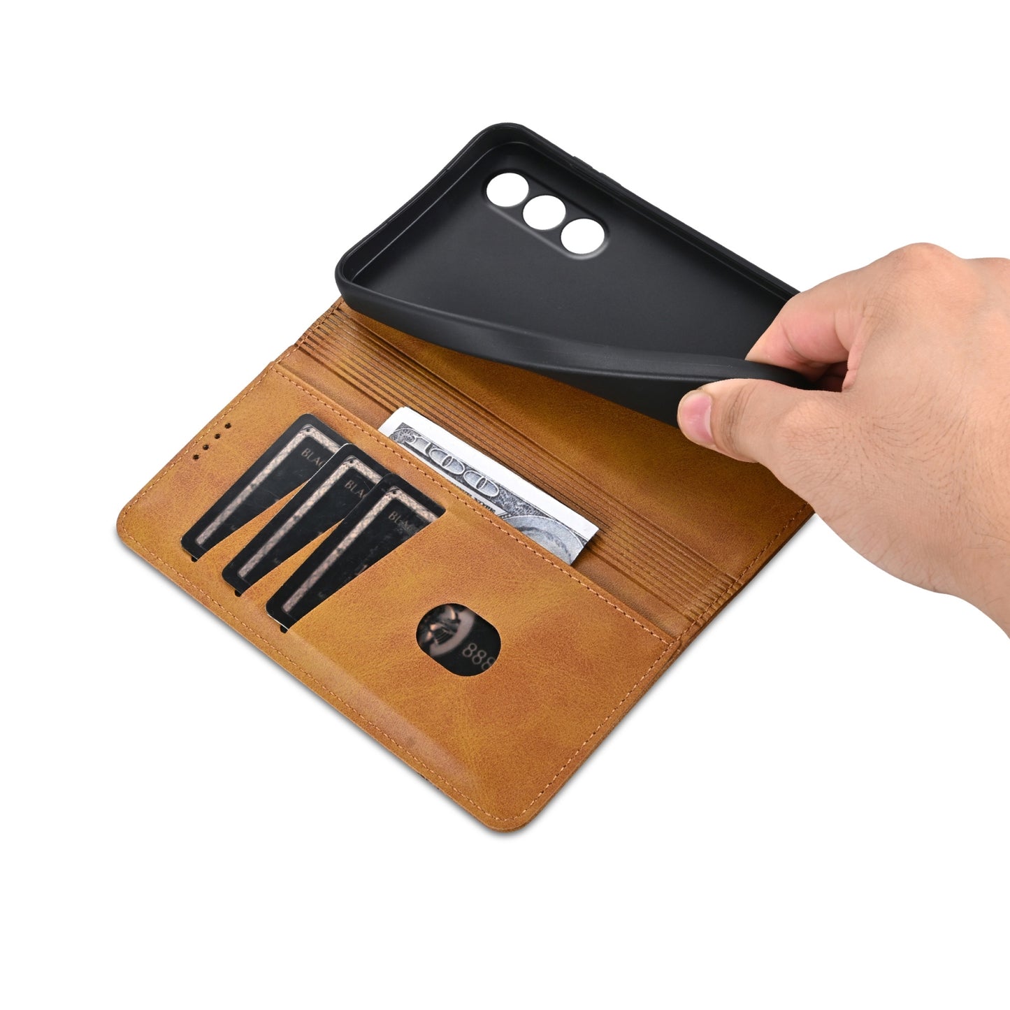 For OPPO K12 AZNS Magnetic Calf Texture Flip Leather Phone Case(Light Brown)