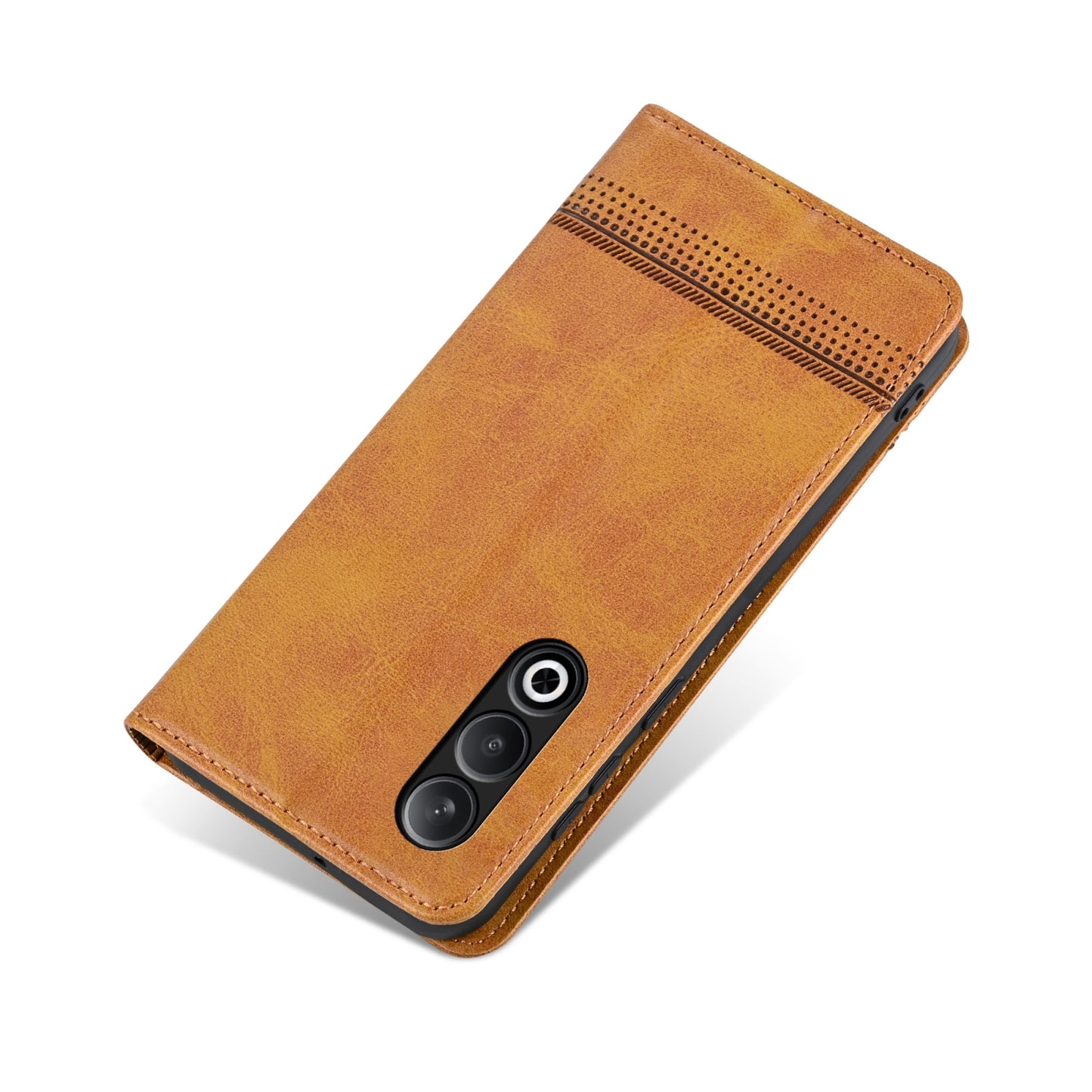 For OPPO K12 AZNS Magnetic Calf Texture Flip Leather Phone Case(Light Brown)