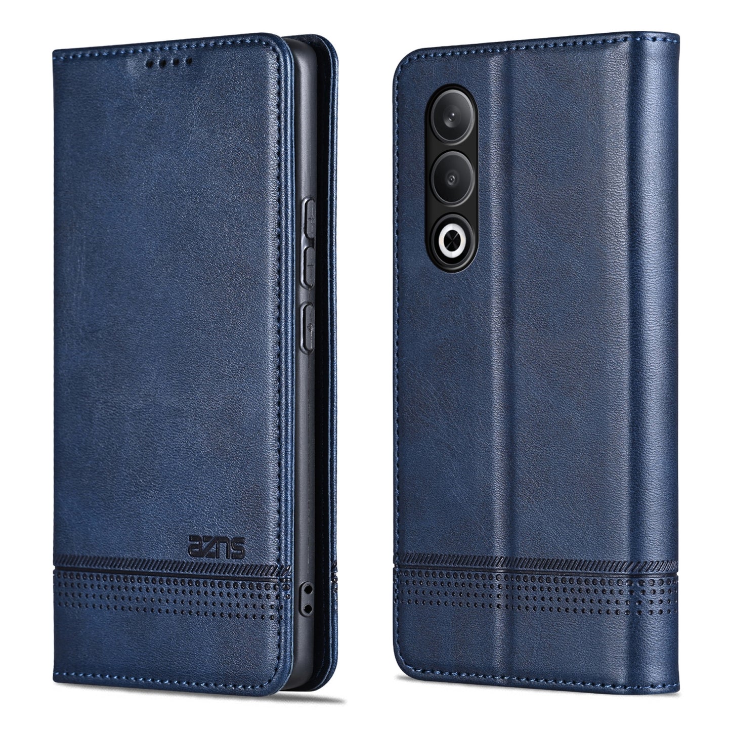 For OPPO K12 AZNS Magnetic Calf Texture Flip Leather Phone Case(Dark Blue)