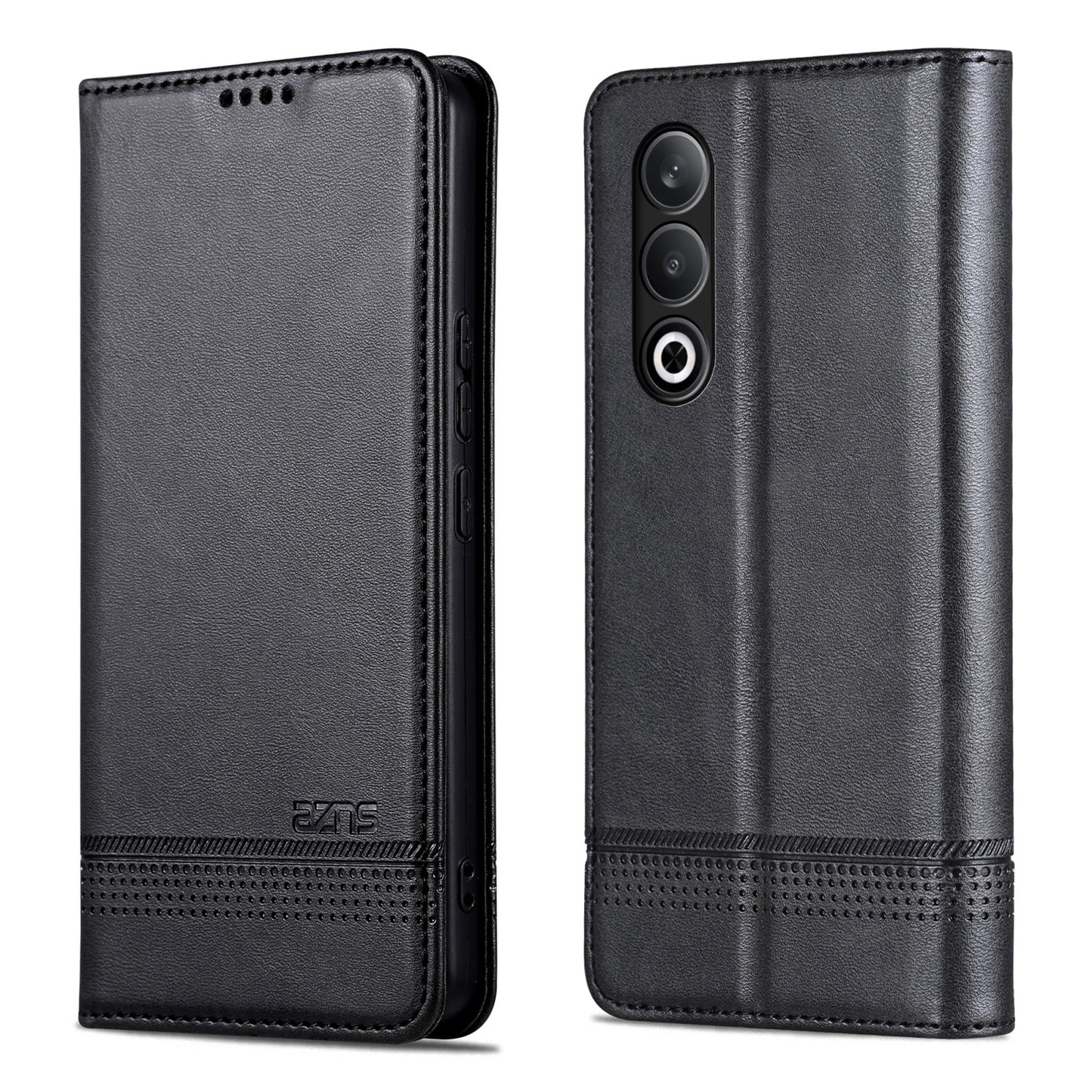 For OPPO K12 AZNS Magnetic Calf Texture Flip Leather Phone Case(Black)