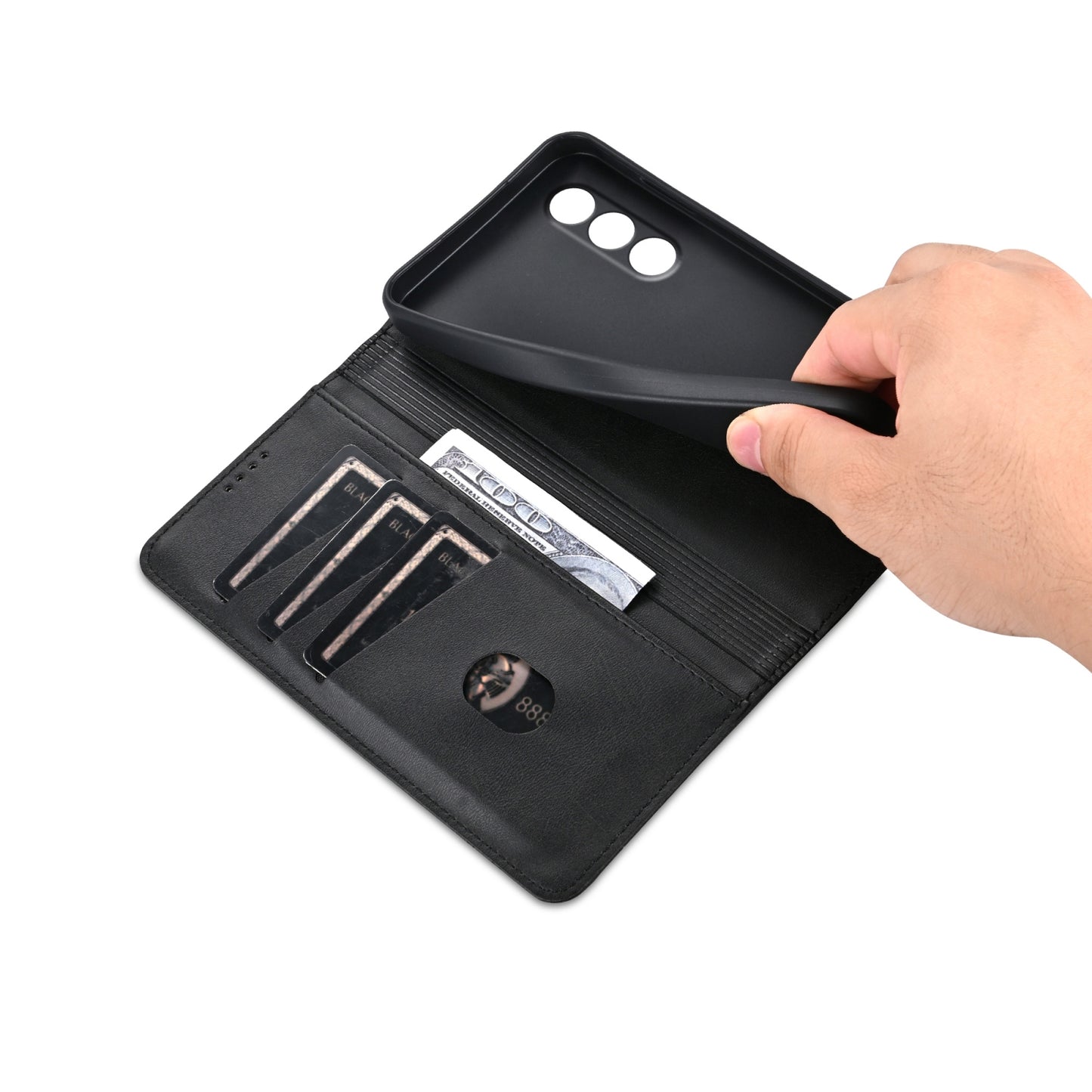 For OPPO K12 AZNS Magnetic Calf Texture Flip Leather Phone Case(Black)