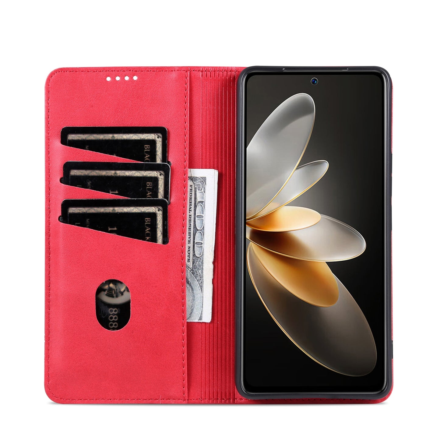 For OPPO K12 AZNS Magnetic Calf Texture Flip Leather Phone Case(Red)