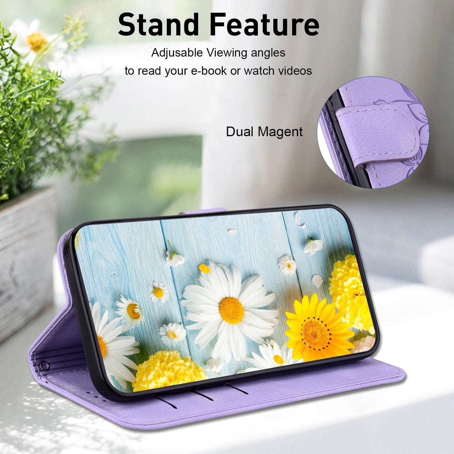 For iPhone 16e Lily Embossed Leather Phone Case(Purple)
