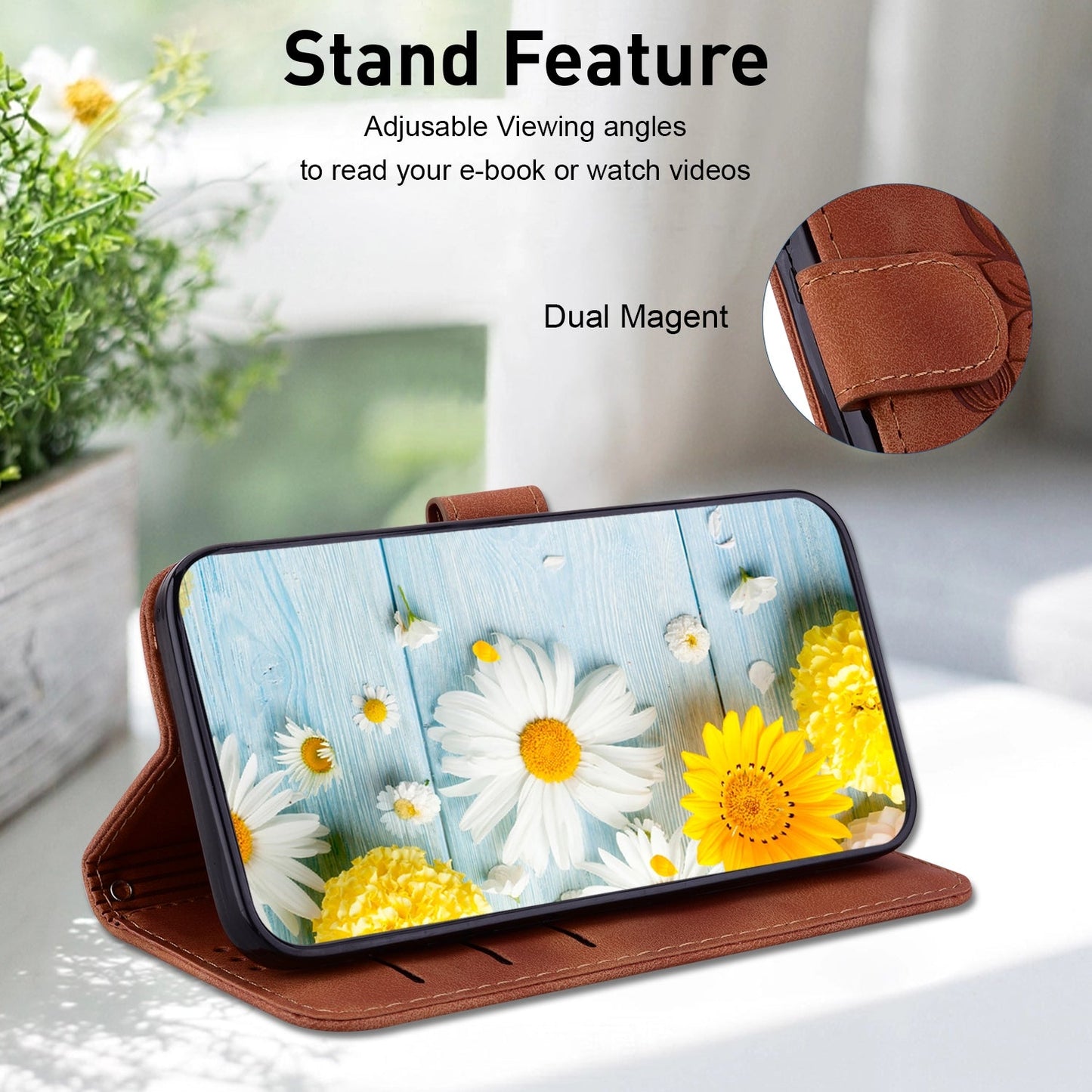 For iPhone 16e Lily Embossed Leather Phone Case(Brown)