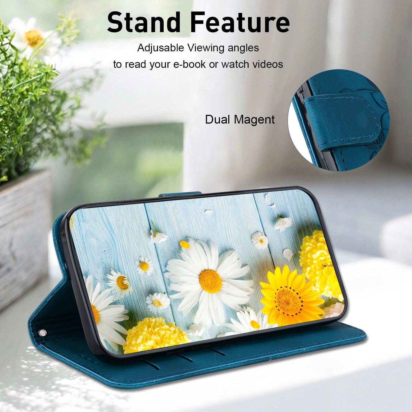For iPhone 16e Lily Embossed Leather Phone Case(Dark Blue)