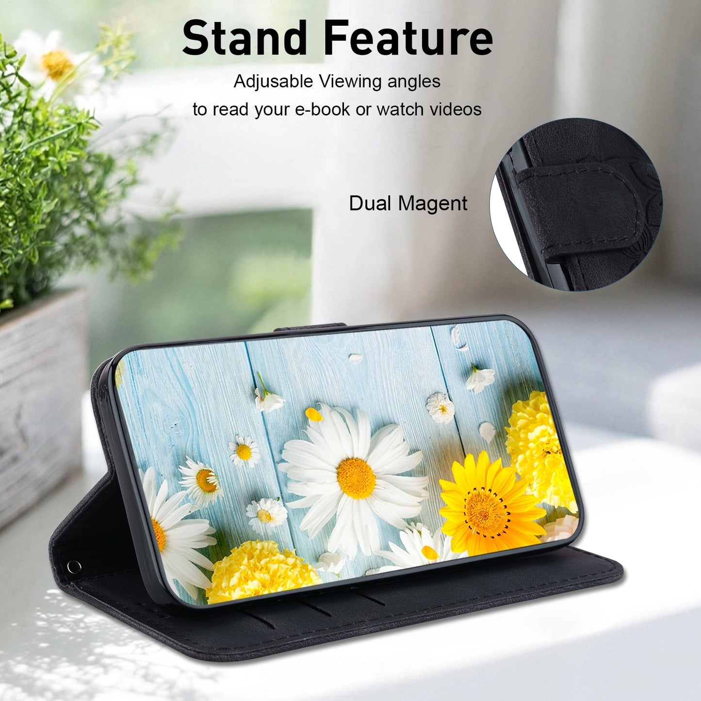For iPhone 16e Lily Embossed Leather Phone Case(Black)