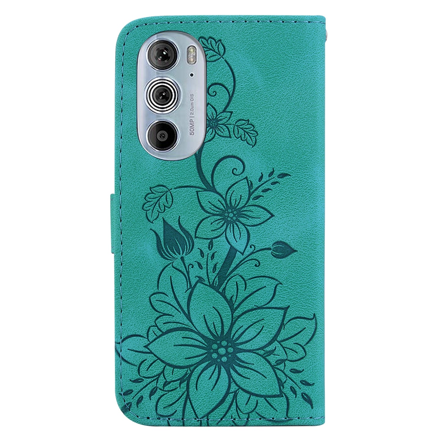 For Motorola Edge 30 Pro / Edge+ 2022 Lily Embossed Leather Phone Case(Green)