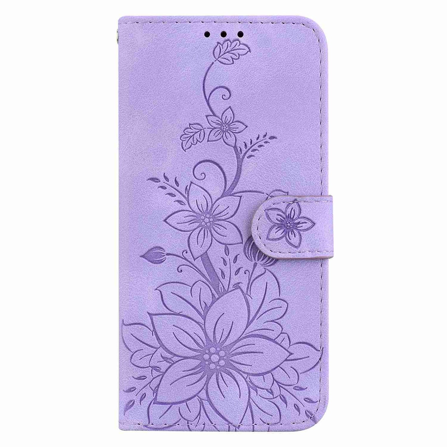 For Motorola Edge 30 Pro / Edge+ 2022 Lily Embossed Leather Phone Case(Purple)