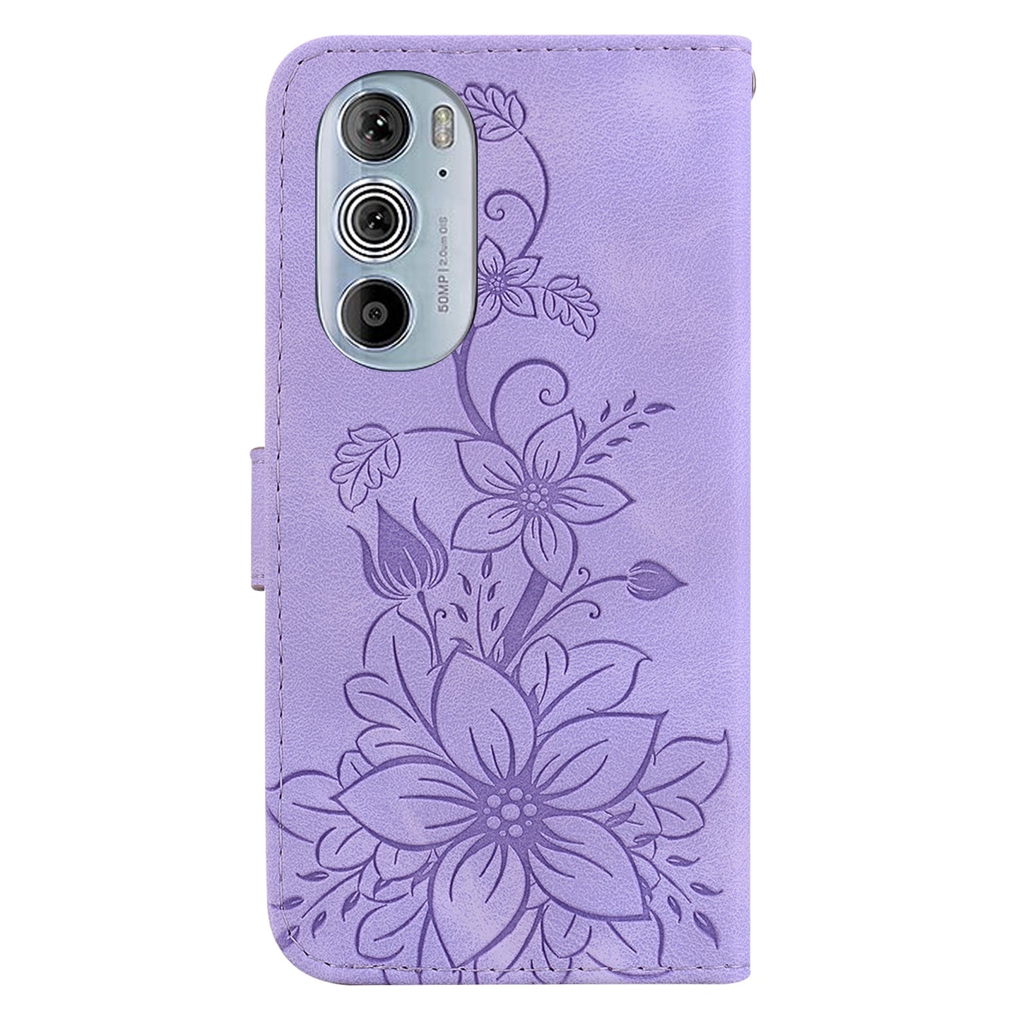 For Motorola Edge 30 Pro / Edge+ 2022 Lily Embossed Leather Phone Case(Purple)