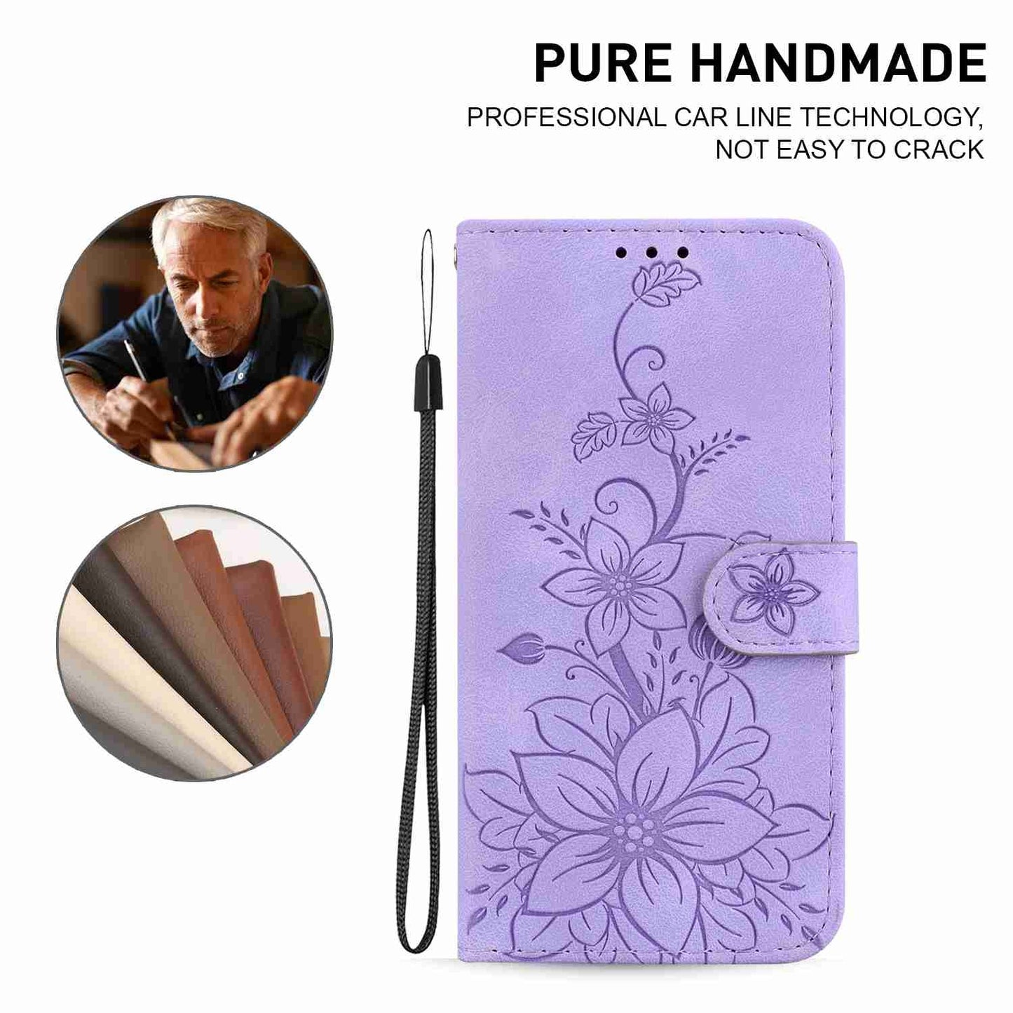 For Motorola Edge 30 Pro / Edge+ 2022 Lily Embossed Leather Phone Case(Purple)