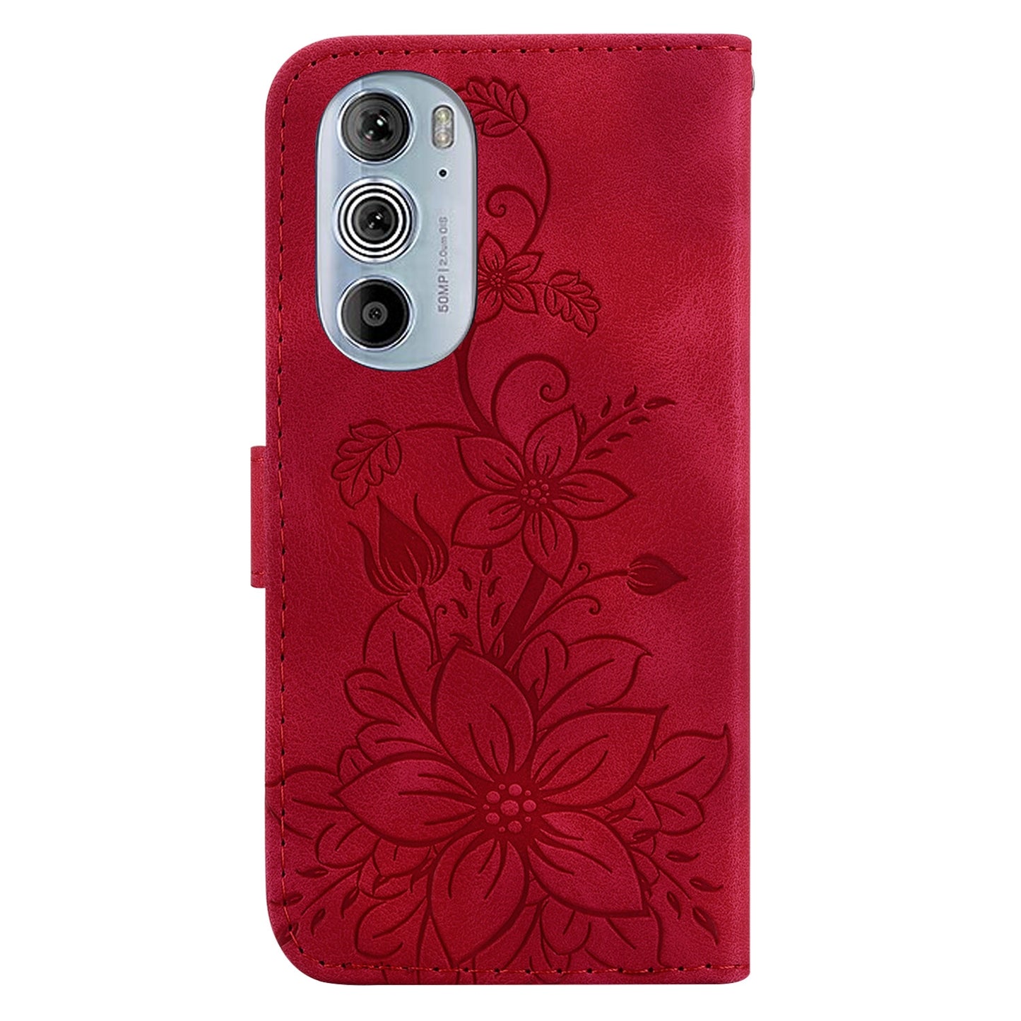 For Motorola Edge 30 Pro / Edge+ 2022 Lily Embossed Leather Phone Case(Red)