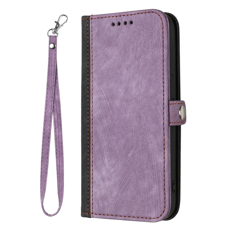 For Honor X50 / X9b Side Buckle Double Fold Hand Strap Leather Phone Case(Purple)