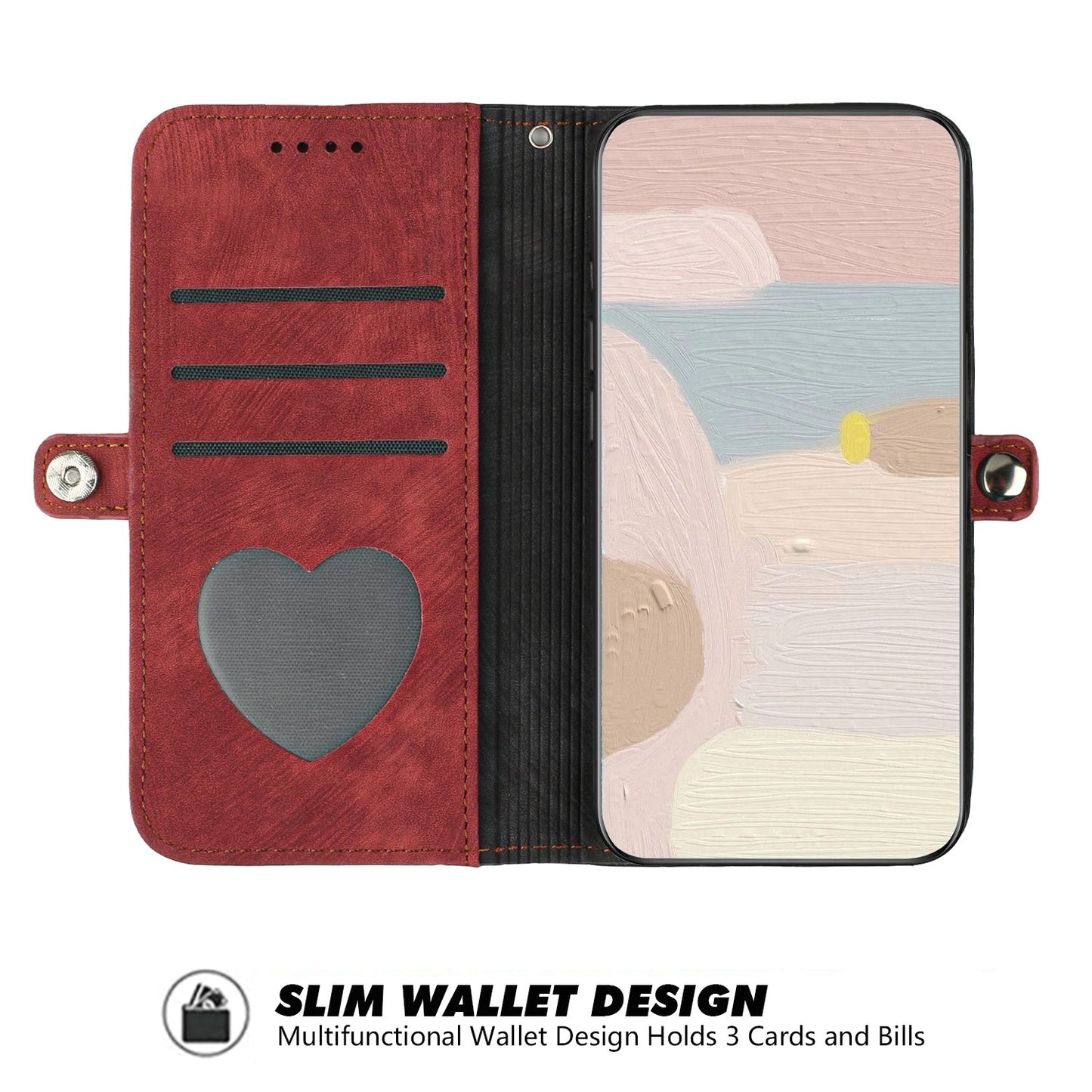 For iPhone 16e Side Buckle Double Fold Hand Strap Leather Phone Case(Red)