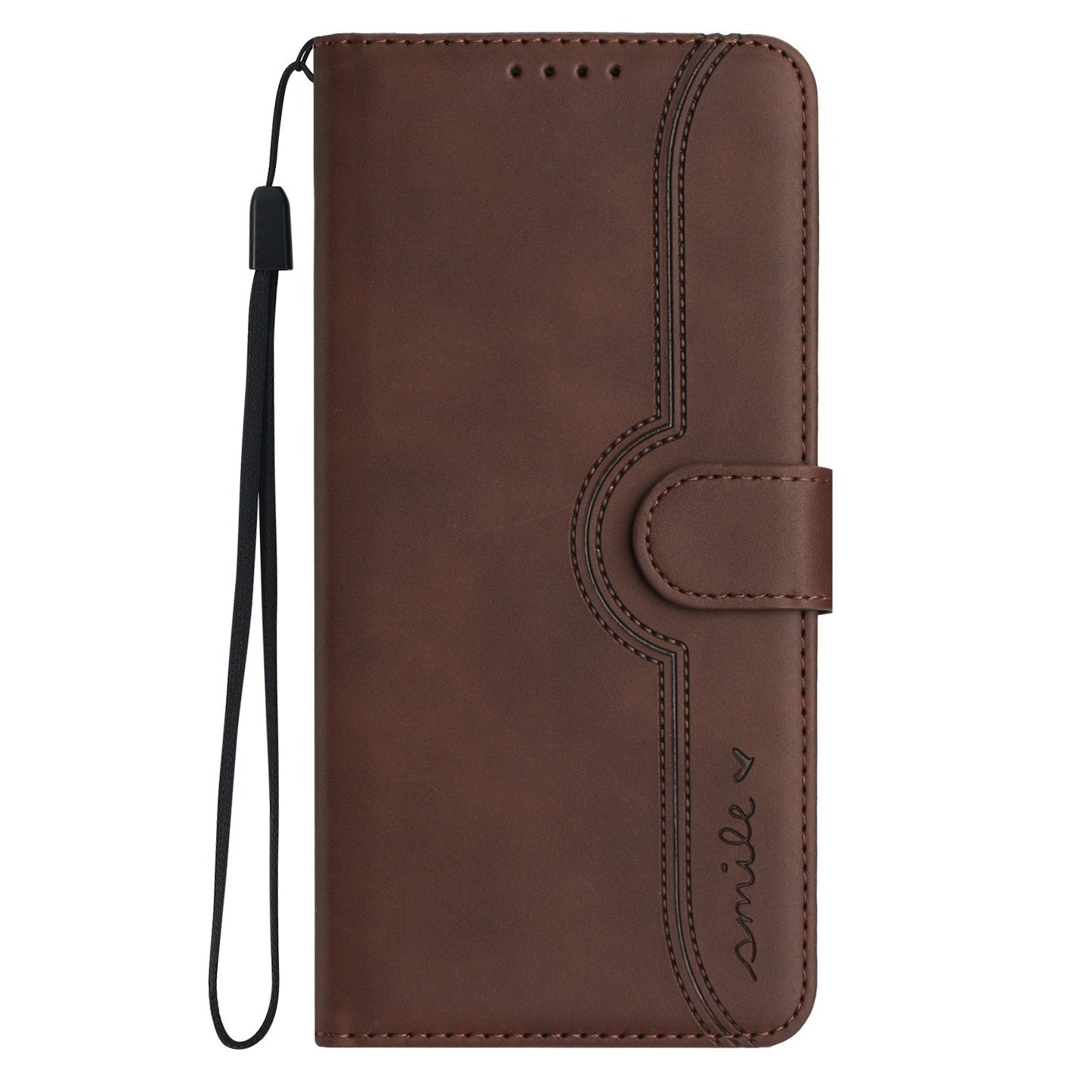 For iPhone 16e Heart Pattern Skin Feel Leather Phone Case(Brown)