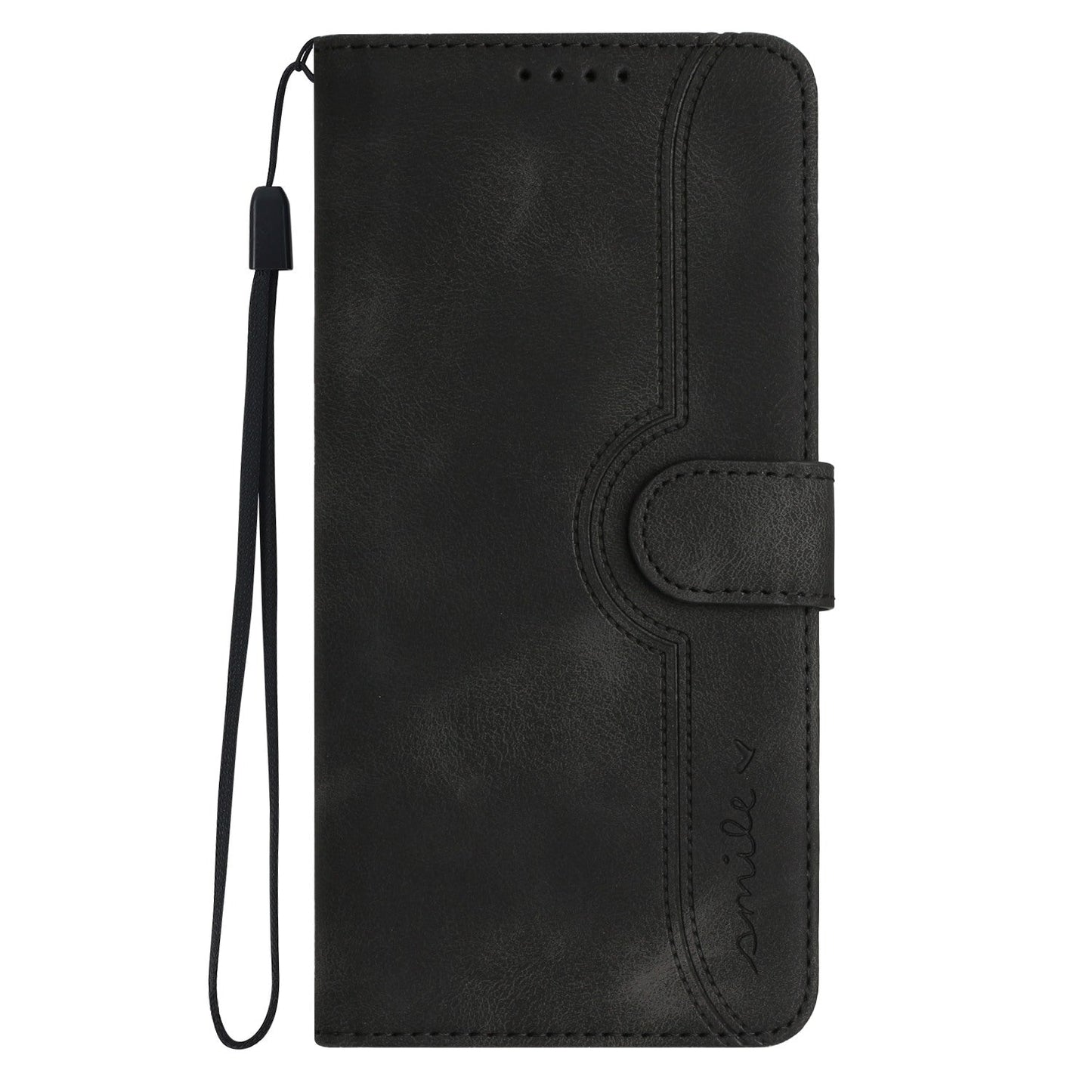For iPhone 16e Heart Pattern Skin Feel Leather Phone Case(Black)