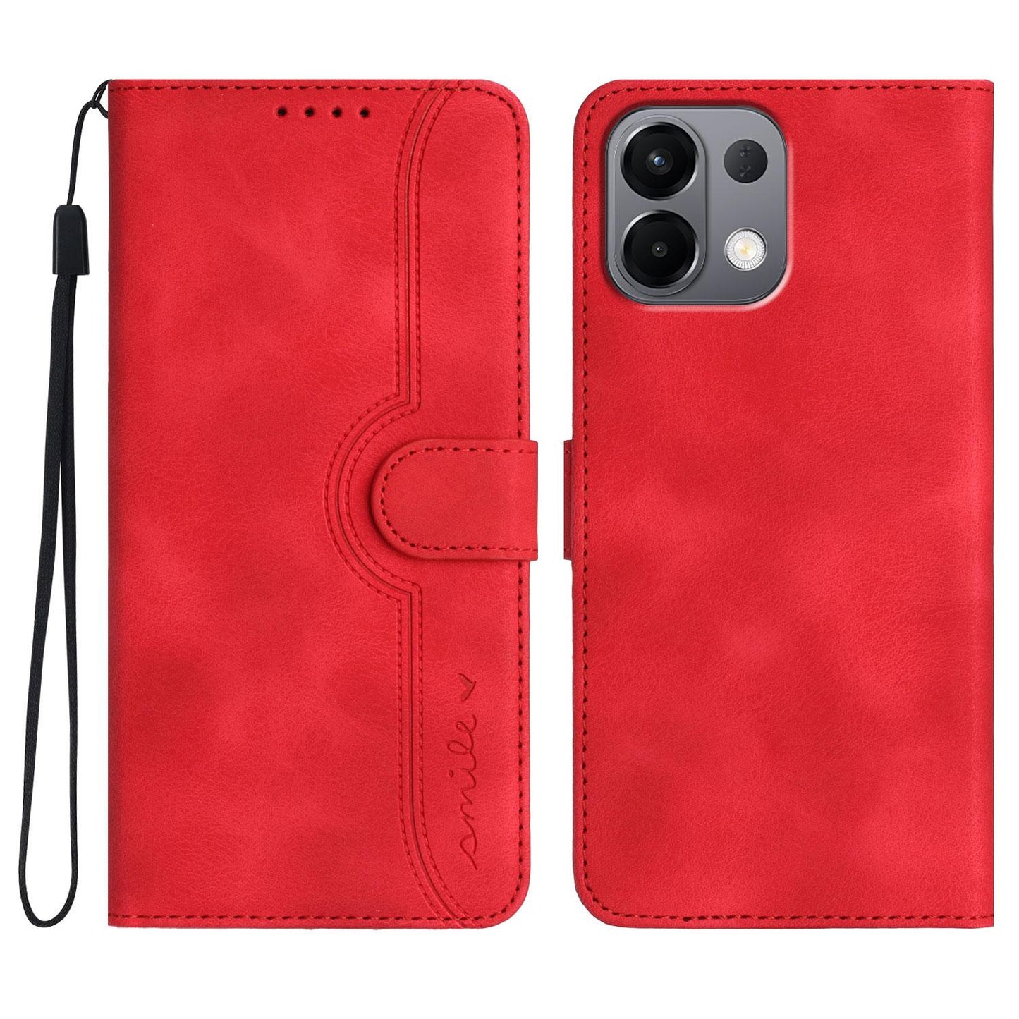 For OPPO K13 5G Heart Pattern Skin Feel Leather Phone Case(Red)