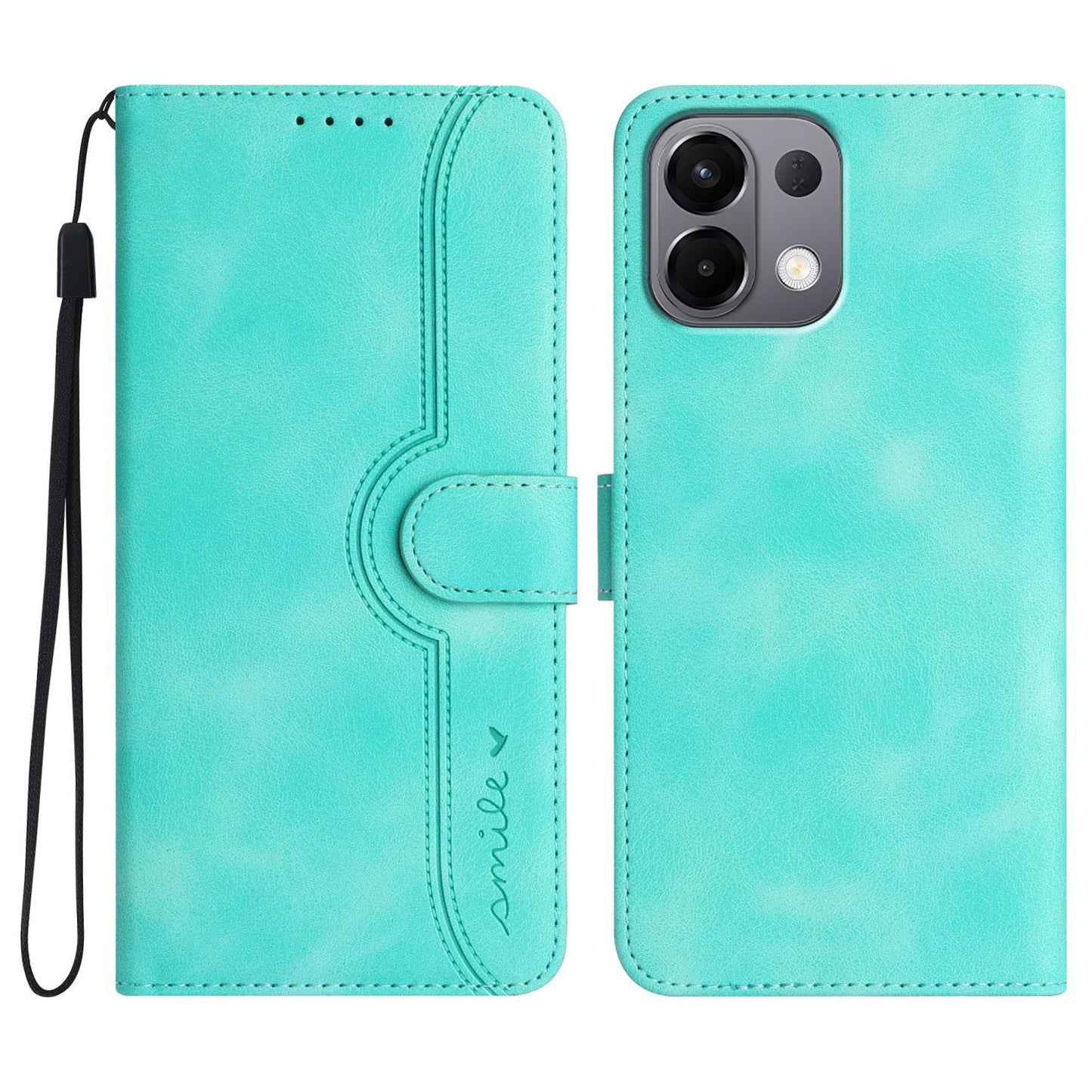 For OPPO K13 5G Heart Pattern Skin Feel Leather Phone Case(Light Blue)