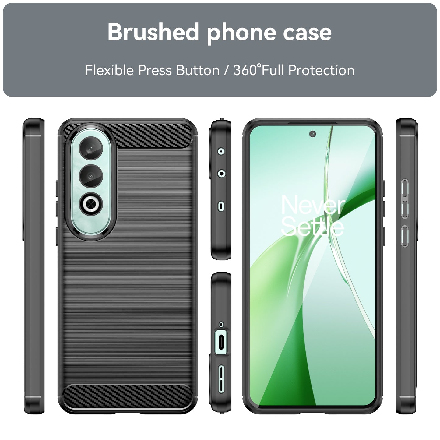 For OPPO K12 5G Carbon Fiber Brushed Texture TPU Phone Case(Black)