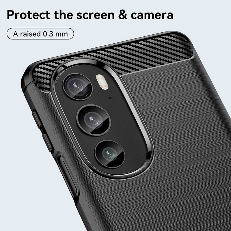For Motorola Edge 30 Pro Brushed Texture Carbon Fiber TPU Phone Case(Black)