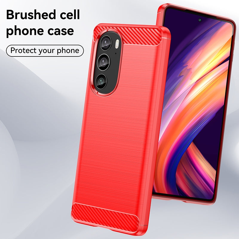 For Motorola Edge 30 Pro Brushed Texture Carbon Fiber TPU Phone Case(Red)