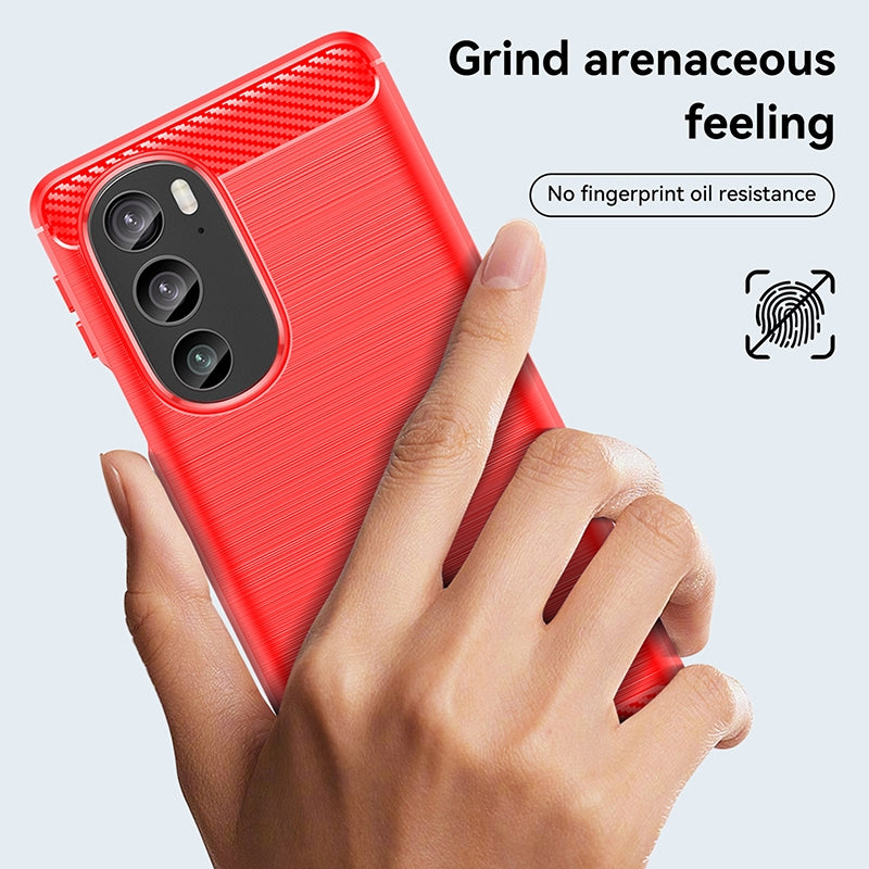 For Motorola Edge 30 Pro Brushed Texture Carbon Fiber TPU Phone Case(Red)