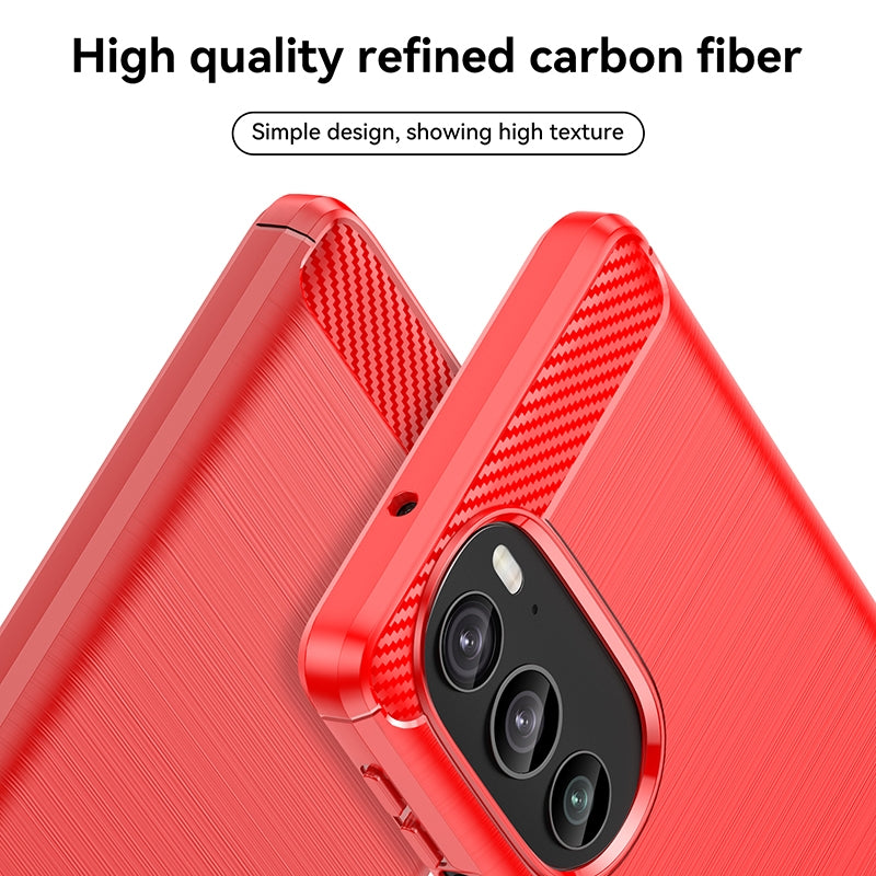 For Motorola Edge 30 Pro Brushed Texture Carbon Fiber TPU Phone Case(Red)