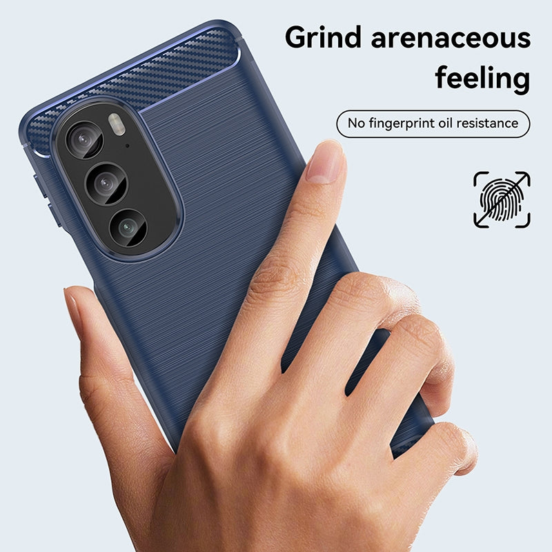 For Motorola Edge 30 Pro Brushed Texture Carbon Fiber TPU Phone Case(Blue)