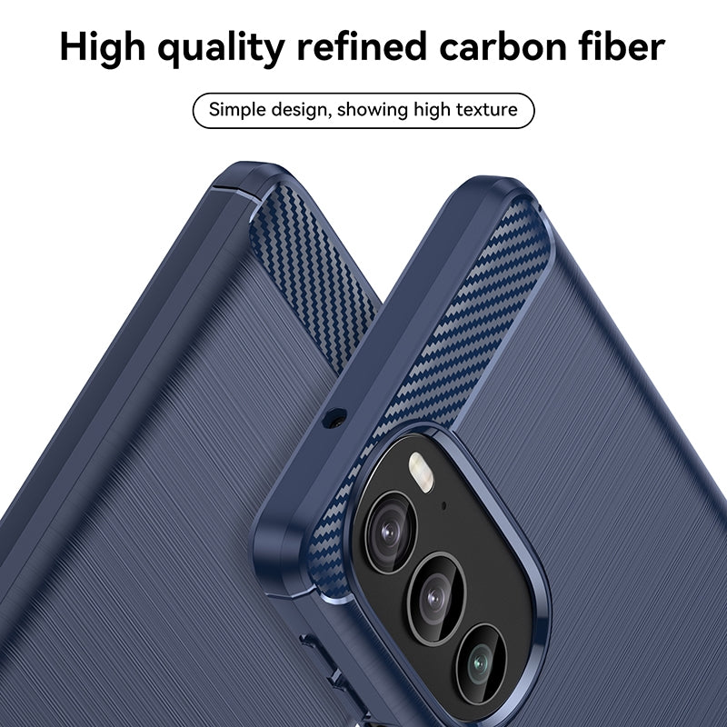 For Motorola Edge 30 Pro Brushed Texture Carbon Fiber TPU Phone Case(Blue)