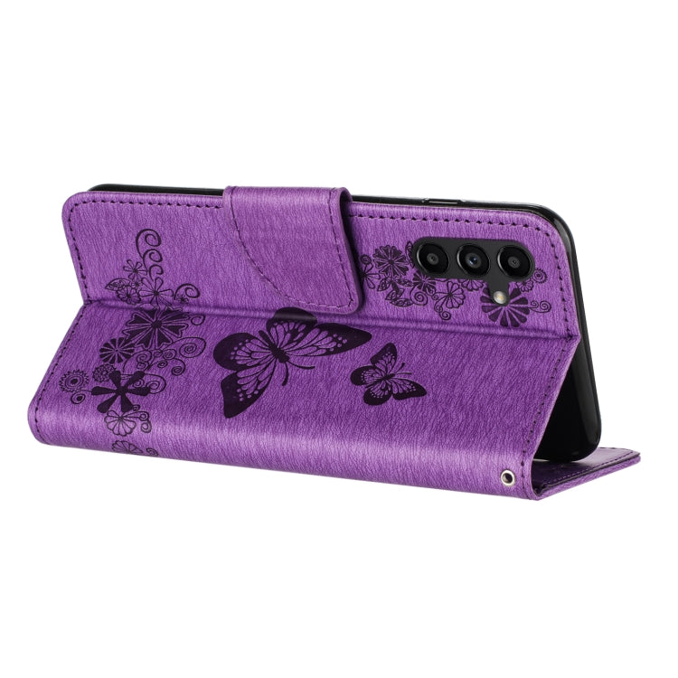 For Samsung Galaxy S24 5G Butterfly Embossed Flip Leather Phone Case(Purple)