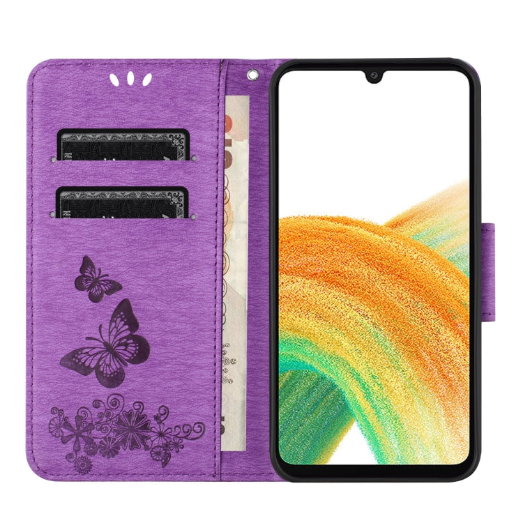 For Samsung Galaxy S24 5G Butterfly Embossed Flip Leather Phone Case(Purple)