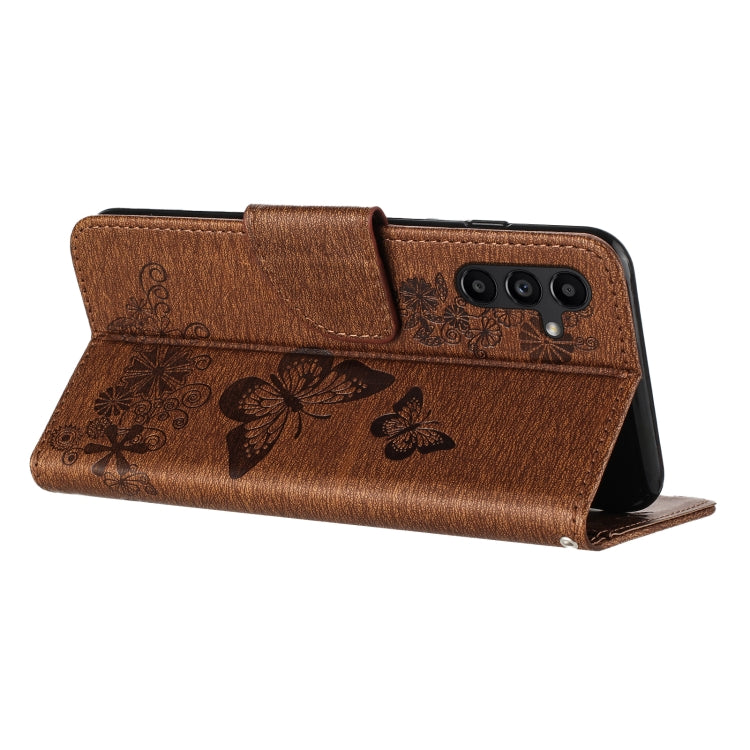 For Samsung Galaxy S24 5G Butterfly Embossed Flip Leather Phone Case(Brown)