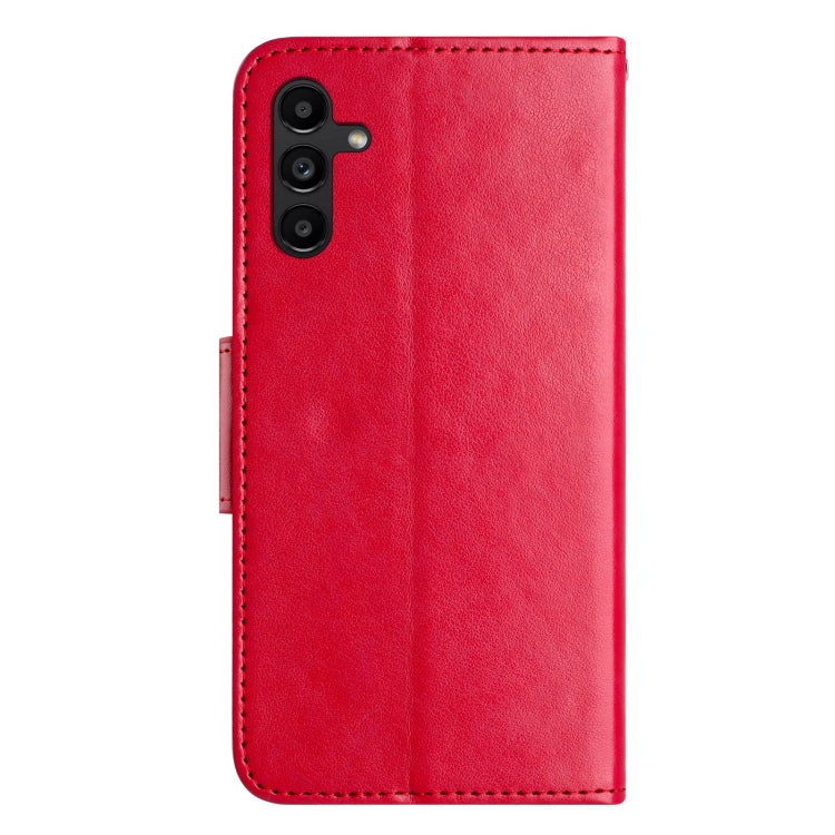 For Samsung Galaxy S24 5G Butterfly Flower Pattern Flip Leather Phone Case(Red)