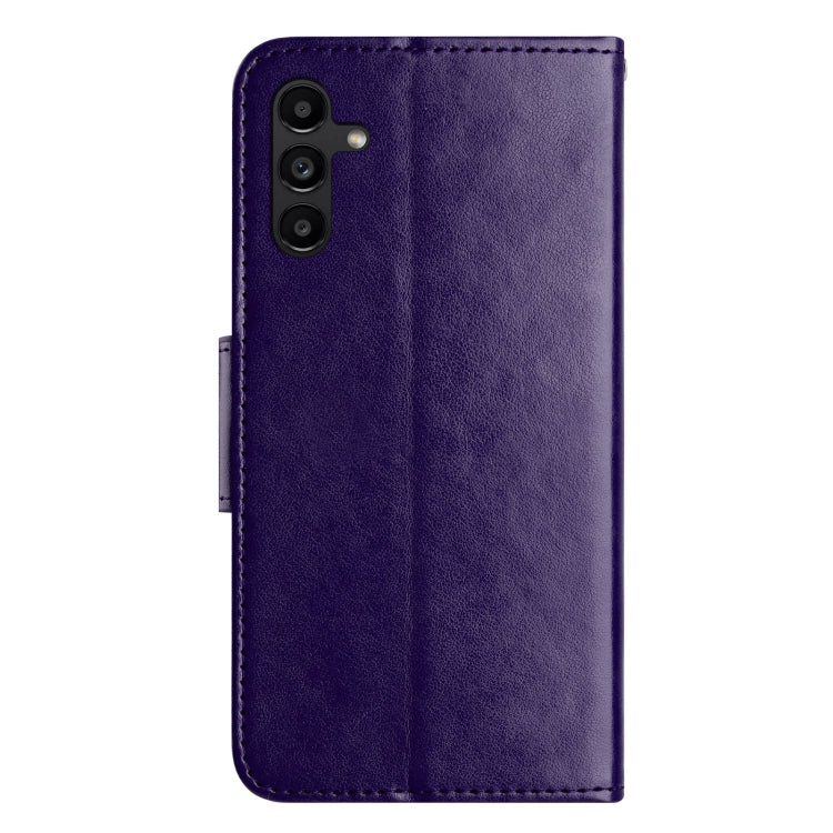 For Samsung Galaxy S24 5G Butterfly Flower Pattern Flip Leather Phone Case(Dark Purple)