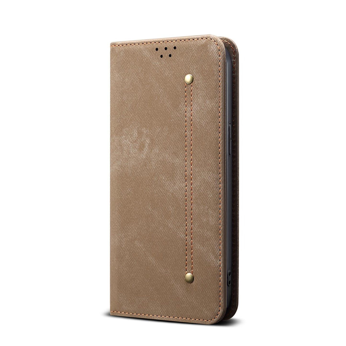 For OPPO K13 5G India Denim Texture Casual Style Horizontal Flip Leather Case(Khaki)