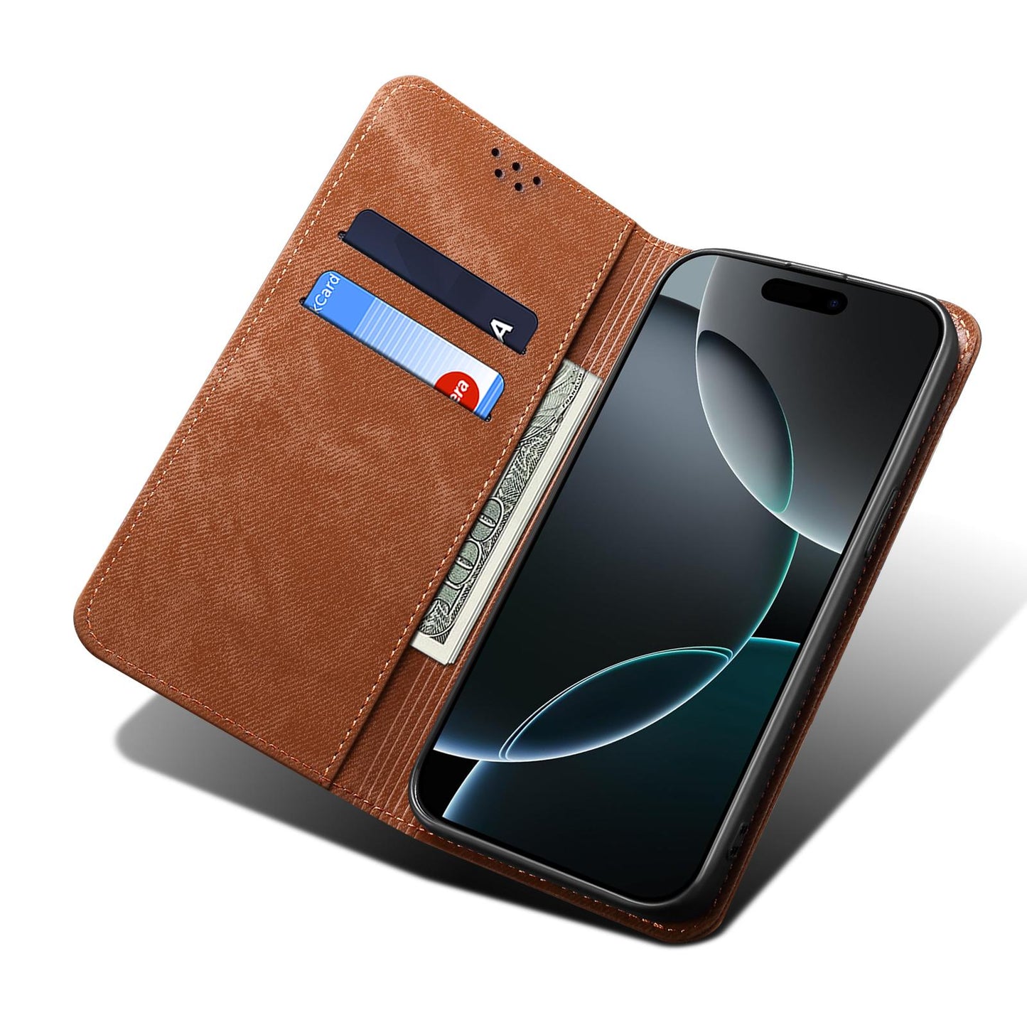 For OPPO K13 5G India Denim Texture Casual Style Horizontal Flip Leather Case(Brown)