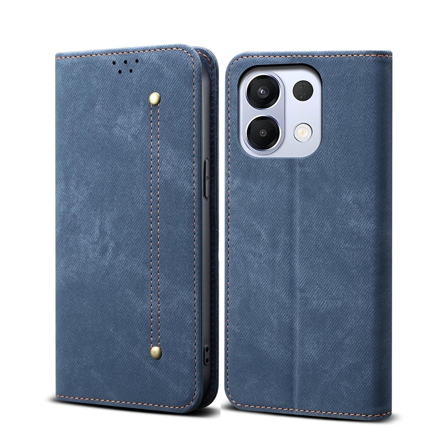 For OPPO K13 5G India Denim Texture Casual Style Horizontal Flip Leather Case(Blue)