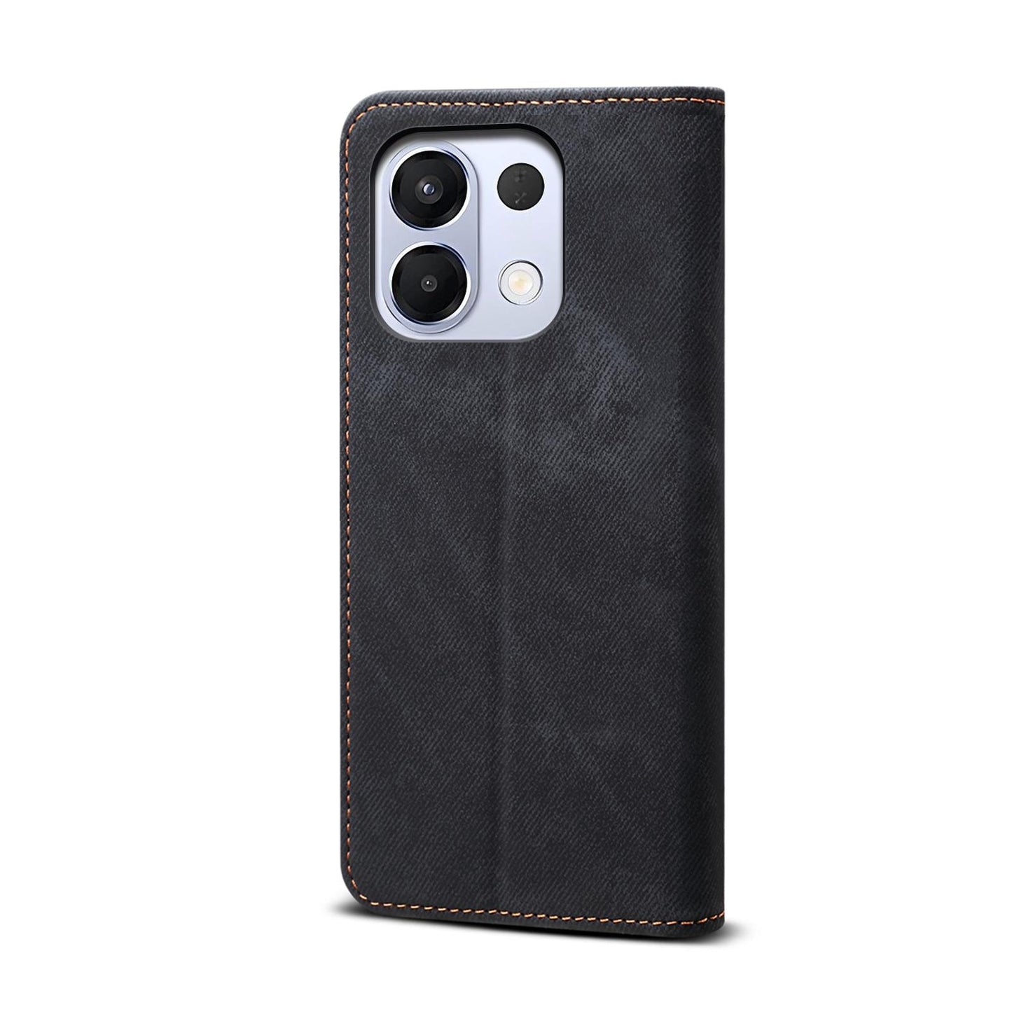 For OPPO K13 5G India Denim Texture Casual Style Horizontal Flip Leather Case(Black)