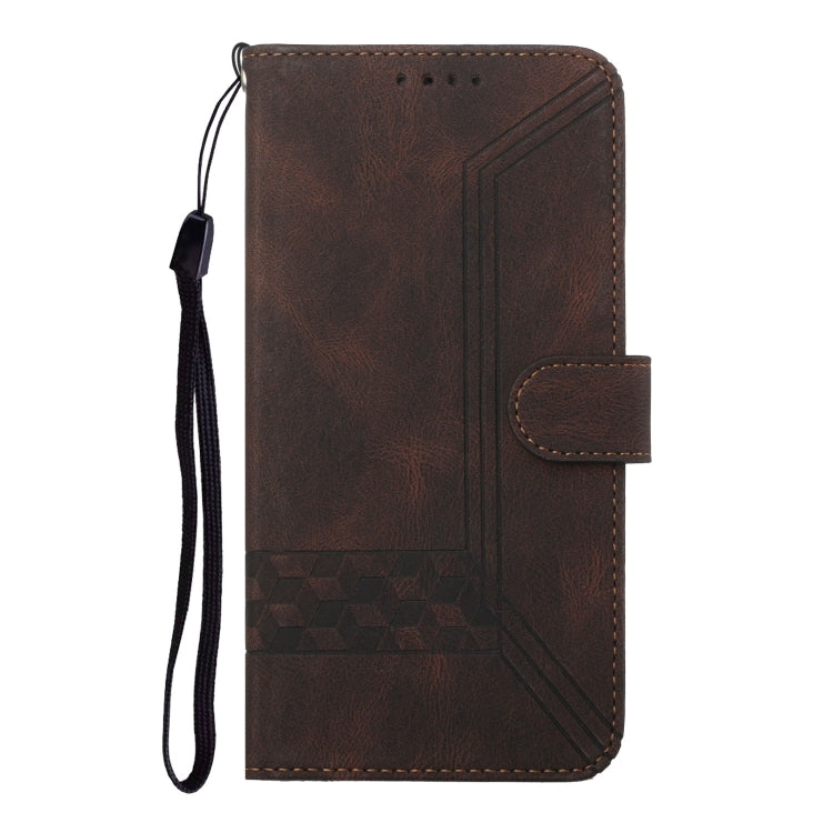 For Honor X50 / X9b Cubic Skin Feel Flip Leather Phone Case(Brown)