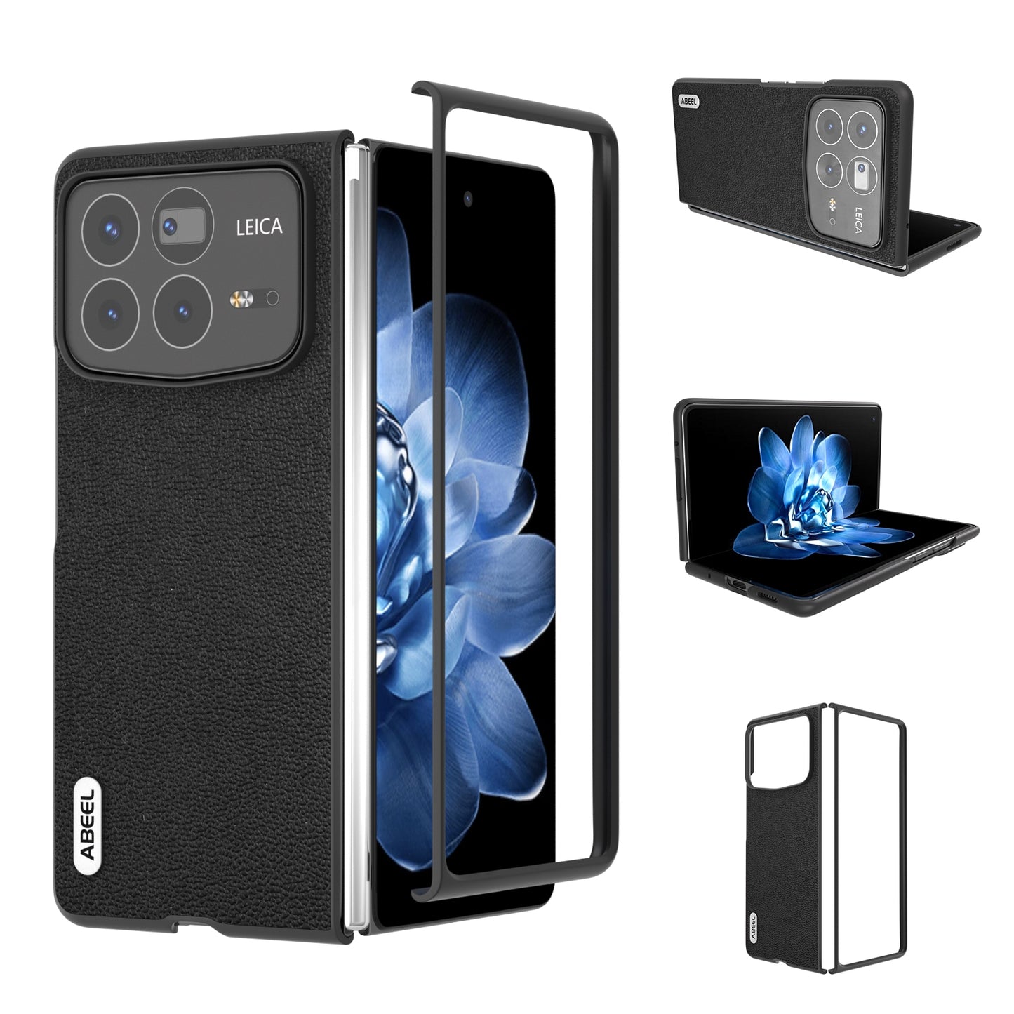 For Xiaomi Mix Fold 4 ABEEL Genuine Leather Luolai Series Phone Case(Black)