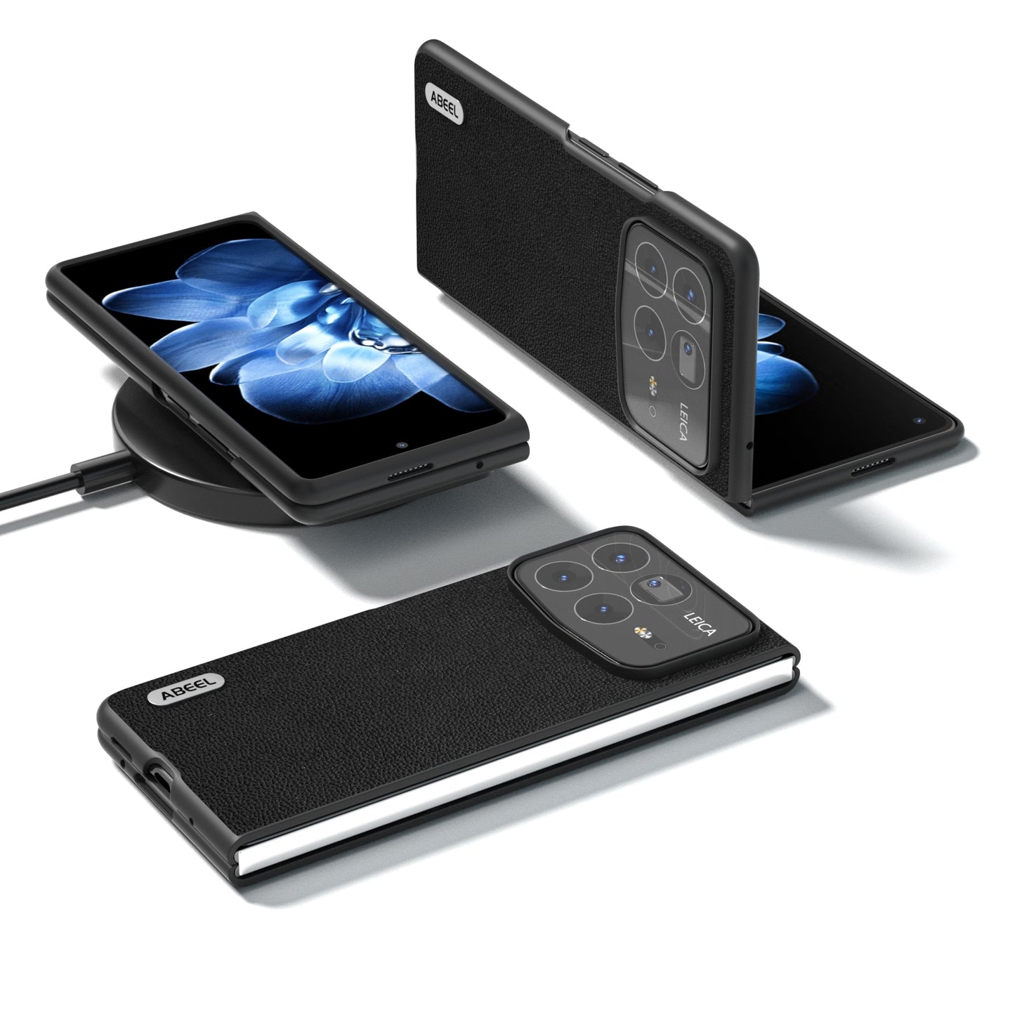 For Xiaomi Mix Fold 4 ABEEL Genuine Leather Luolai Series Phone Case(Black)
