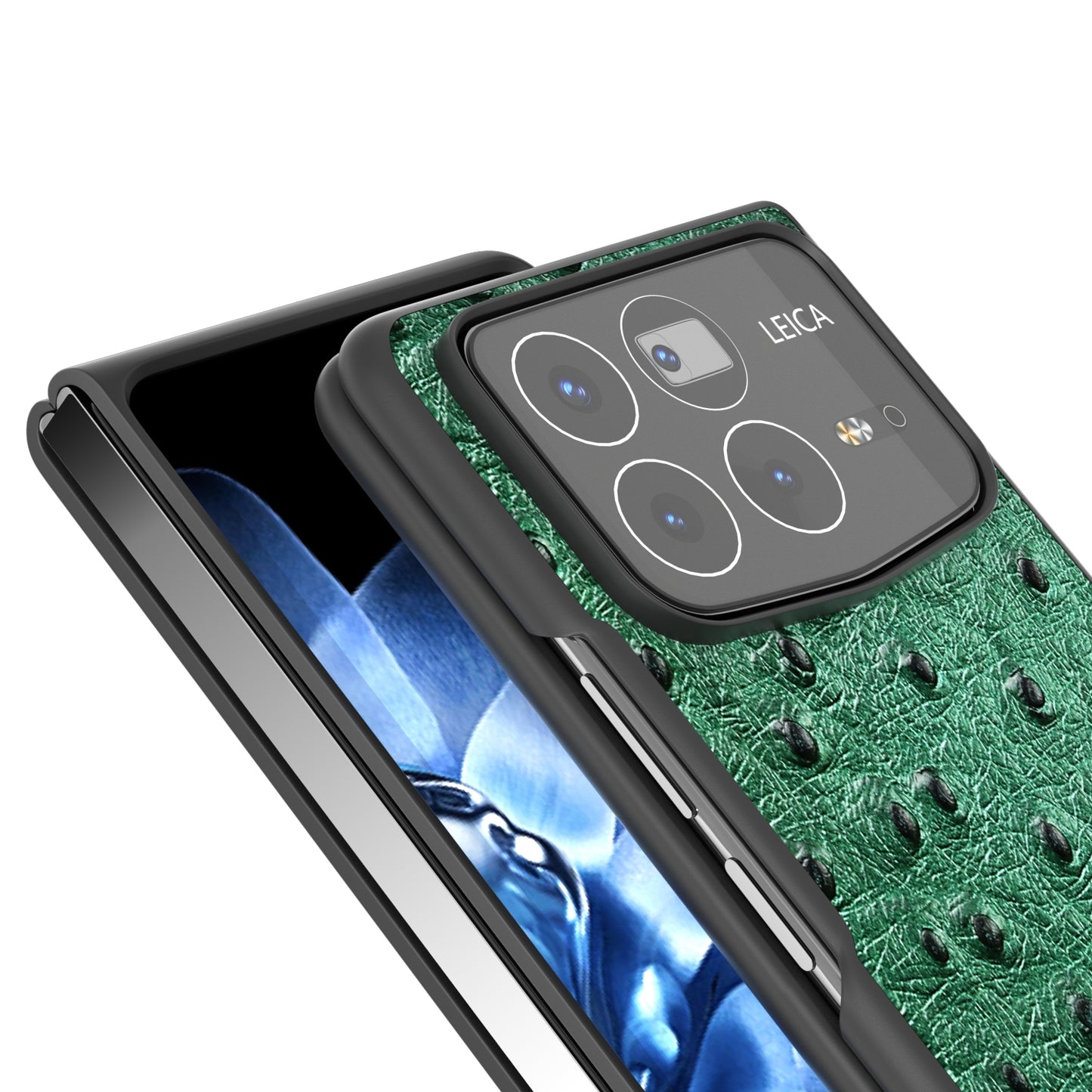For Xiaomi Mix Fold 4 ABEEL Genuine Leather Ostrich Texture Phone Case(Green)