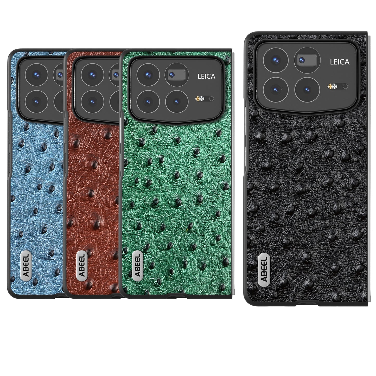 For Xiaomi Mix Fold 4 ABEEL Genuine Leather Ostrich Texture Phone Case(Black)