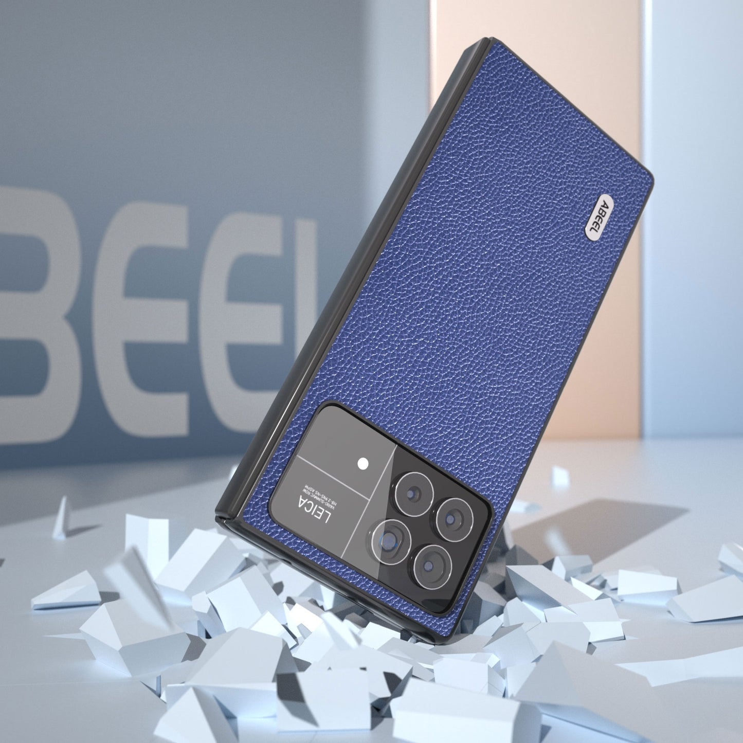 For Xiaomi Mix Fold 3 ABEEL Black Edge Genuine Leather Mino Phone Case(Royal Blue)